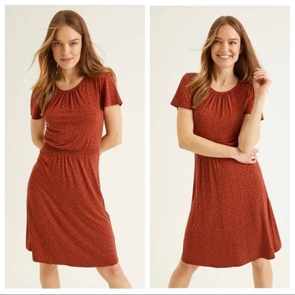 Boden Evangeline Burnt Orange Rust Floral Soft Jersey Dress - NWT - Size 6R - Picture 1 of 9